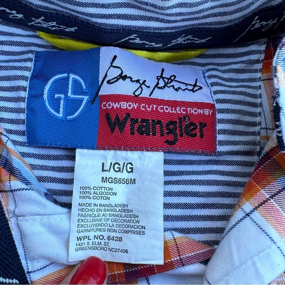Wrangler George Straight Button Down Shirt Mens Long Sleeve Plaid Large - Picture 11 of 12